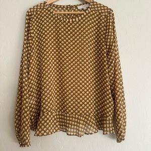 Ann Taylor LOFT Long Sleeve Sheer Blouse Size Large L